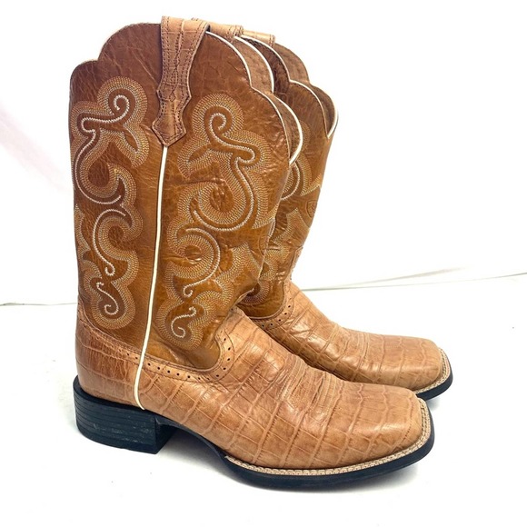 Ariat Shoes Ariat Womens Quickdraw Tan Western Square Toe Leather